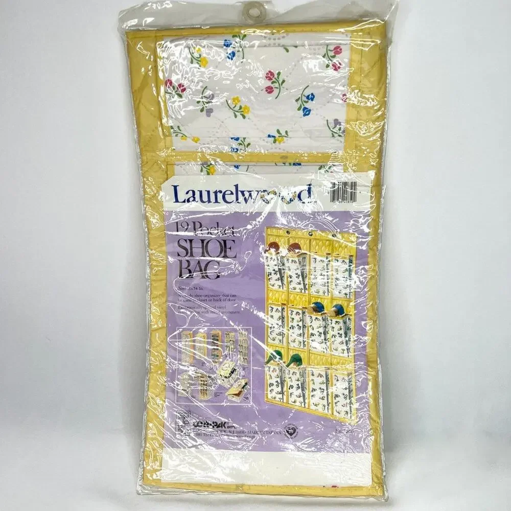 Vintage 1985 Corr-Pak Laurelwood Floral Hanging Shoe Organizer